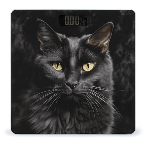 Báscula digital para baño con diseño de gato negro miniatura 1