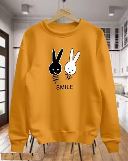 Smile Bunny Print, Round Neck, Full Sleeve, T Shirt-image-16