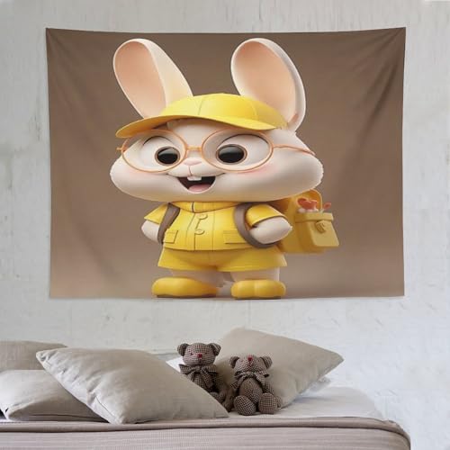 Tissu suspendu lapin PAZZK pour habiller un mur vide : tapisserie esthétique 150x200