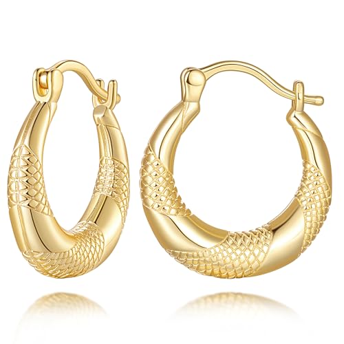 14K Gold Hoop Earrings for Women 14k Gold Earrings for Women Dainty Blend of Elegance and Modernity Chunky Hoop Earring Hypoallergenic 20mm