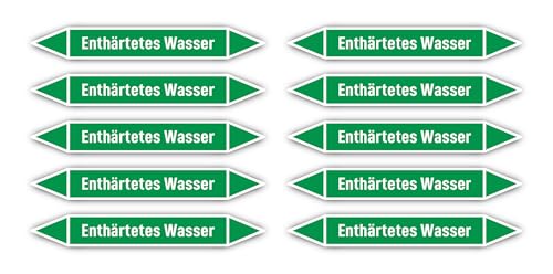 Pegatinas: 100 x 15 mm, 10 unidades – Grupo 1 – Agua – Identificación de tuberías – según DIN 2403 – Idioma: alemán – Agua ablandada
