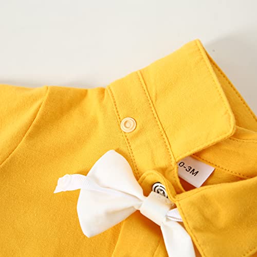 Image of YALLET Baby Boy Clothes Suit Newborn Infant Gentleman Outfits, Formal Dress Shirt+ Bowtie+ Suspender Pants Wedding Party Set