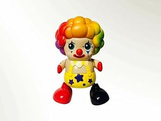 Rainbow Hair Clown Figurine, Decorative Toy with Yellow Overalls, Colourful Design