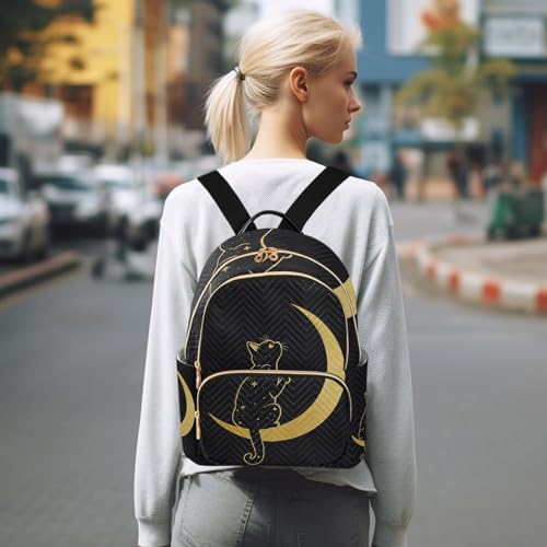 Image of ALAZA Cute Cat Crescent Moon Small Backpack Purse for Women Travel Bag Fashion Daypack Back Pack Shoulder Bag