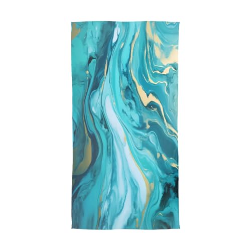 Abstract Teal And Blue Marble Print Scarves for Women Lightweight Silk Scarf Long Fashion Soft Neck Scarves Sheer Shawl Wrap Muffler Neckerchief 180x90 CM2