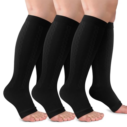 Image of CTHH Toeless Compression Socks for Women & Men Open Toe Knee High Stocking