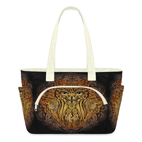 Sac de voyage pour femme à motif hibou bohème grand sac cabas matelassé