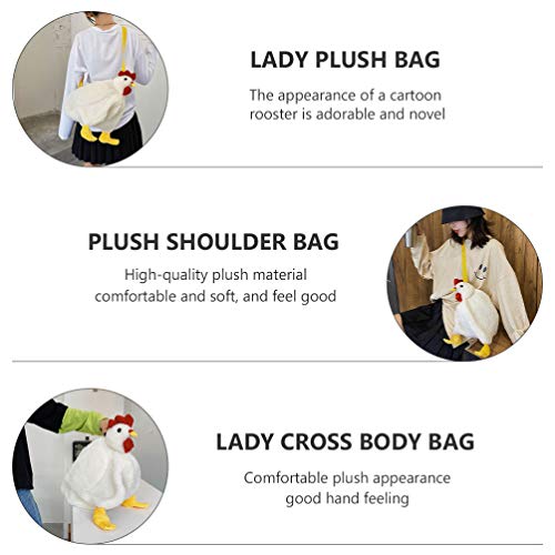 KESYOO Feminino Bolsa de Frango Bolsa Crossbody Cartoon Galo Bolsa de Ombro Bolsas de Pelúcia Cartei