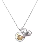 Silvertone Domed Sloth Class of 2026 Heart Necklace&comma; 17&period;5&plus;2"