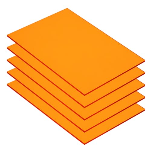 Image of MECCANIXITY 5 Pcs PMMA Acrylic Sheets Colored Transparent 12 x 8Inch Fluorescent Orange Acrylic Sheets for DIY Projects, Art, Crafting, Laser Cutting & Engraving
