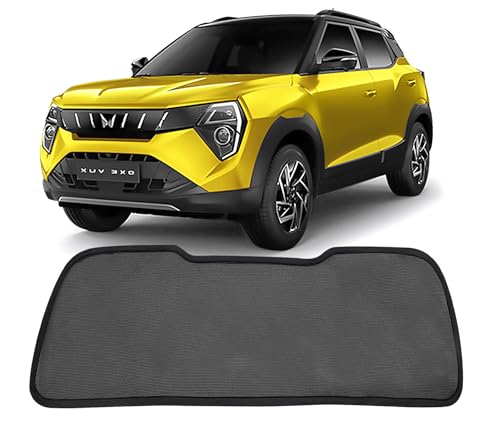Image of Autofact Dicky Curtain for Mahindra XUV 3XO | Custom Fit Rear Windshield Sunshade | Foldable Mesh | Privacy & Cooling Car Accessory | Car Rear Sun Shade UV Block Easy Install Durable Black Mesh