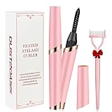 DUST2OASIS Heated Eyelash Curlers, Electric Eyelash Curlers, Rechargeable Lash Curler with Eyelash Comb for Makeup Natural Curling Eye Lashes and 24 Hours Long Lasting - Light Pink 2023 Updated Model