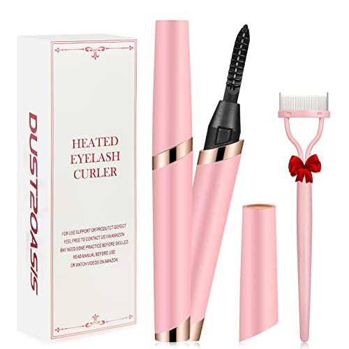 Dust2Oasis Heated Eyelash Curlers, Electric Eyelash Curlers, Rechargeable Lash Curler With Eyelash Comb For Makeup Natural Curling Eye Lashes And 24 Hours Long Lasting - Light Pink 2023 Updated Model #TOP7