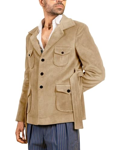 ORBITRAY Mens Corduroy Blazer Sport Jacket Slim Fit Jackets for Men Formal Blazer Wedding Groom Dinner Party OB010