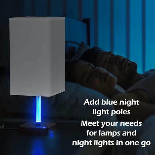 COZOO 3 Way Dimmable Touch Bedside Table Lamp with USB A+C Charging Ports 2 AC Outlets Power,Black Charger Base White Fabric Shade,Night Light Table Lamp 2 in 1 for Bedroom/Nightstand/Living Room/Dorm