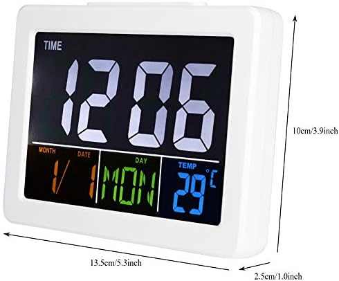 TOPINCN LCD Digital Alarm Clock, Digital Travel Alarm Clock Digital Calendar Alarm Day Clock for Bedroom Dementia Sudent Memory Loss
