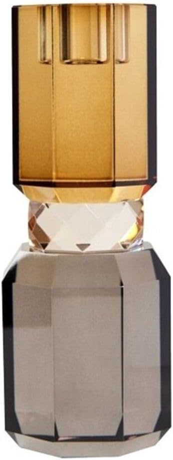 Kristal Mum Tutucu, Açık Kahverengi/Saydam/Füme Gri, 7,5 Cm