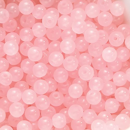 Image of 100 Pcs Rose Quartz Beads, 8mm Gemstone Beads Small Smooth Round Gemstone Beading Supplies Crystal Energy Stones Pink Loose Spacer for DIY Necklace Bracelet Earrings Jewelry Making Hole 1mm