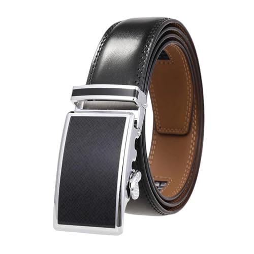 Men's Solid Color Automatic Belt, 3.5Cm Metal Buckle Work Belt, Handmade Black Black 120cm