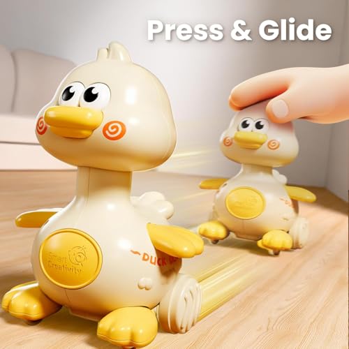 Image of acrown Press to Go Duck Car Toy Baby Push Go Racing Cars, Infant Play, 1st Birthday Stocking Gift for 12-18-24 Months, 1 2 3 One Yrs Old Boys Girls Child Kids(Press Duck Big)