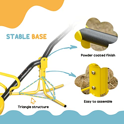 Outsunny 360 Degree Outdoor Kids Spinning Seesaw, Playground Swivel Teeter Totter For Backyard, Kids 3-7 Years, Yellow #TOP6