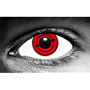 Paire de lentille de contact de couleur Sharingan à deux tomoe (sans correction)