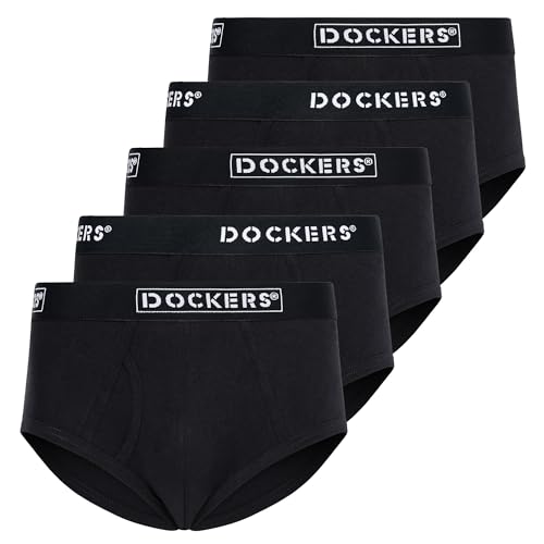 DOCKERS Mens Underwear Pack of 5 Mens Briefs Underwear for Men Soft Cotton Black