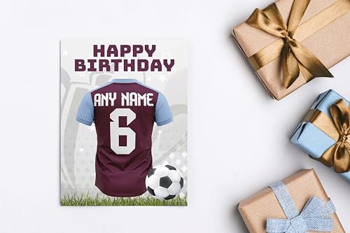 AK Giftshop Personalised Football Birthday Card, Jersey Design, A5 Size, with Green Envelope - Custom With Any Name and Number (West Ham Colours) - Image 8