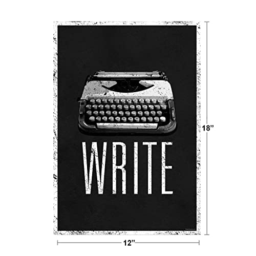 Image of Write Typewriter Poster - ELA Classroom Decor for Middle School & High School English Language Arts - Must Have Writing Posters Cool Wall Art Print Poster 12x18