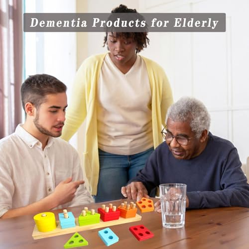 TieGokii Dementia Activities for Seniors,Geometric,Colors & Numbers Cognitive Products for Alzheimers,Wooden Puzzles Gifts & Cognitive Training Games for Elderly - Image 2