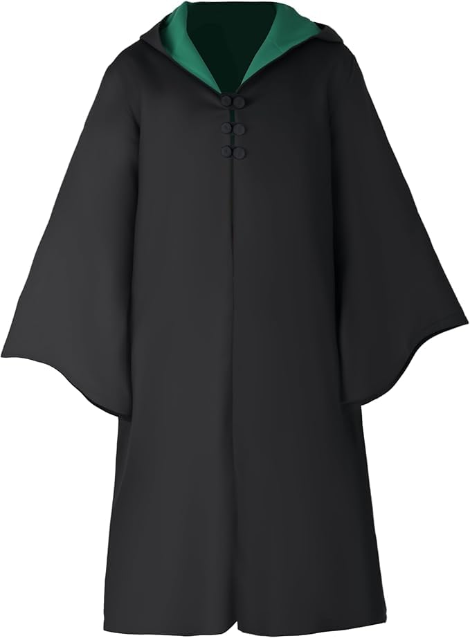 iMiibel Wizard Robe with Hooded Black Wizard Cloak Costume for Adult and Teens Halloween Costume Dress Up Accessory for Men Women