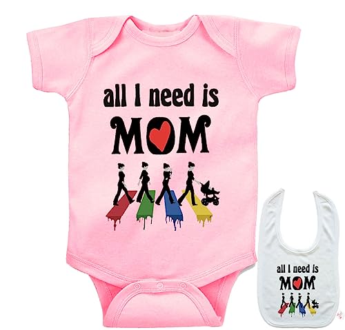 All I Need is Mom - Cute Musical Love Baby bodysuit onesie & bib Set