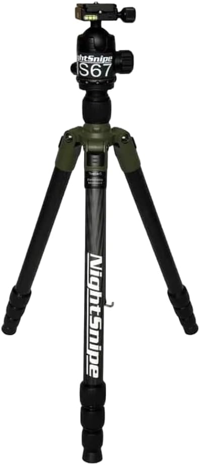 NightSnipe Tournament Hunter Tripod with NS67 Ball Head and Picatinny Arca-Swiss Adapter Mount I Converts to Monopod | Strong Carbon Fiber Design