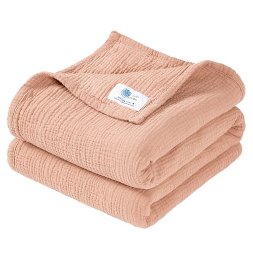 Image of lulumoon Muslin Quilt Blanket, Crib Blanket for Baby and Toddler,47x47 Inches(Pink)