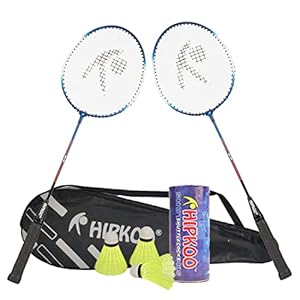 Hipkoo Sports Intact Aluminum Badminton Rackets Set of 2 | Wide Body Shuttle Bat with Cover and 3 Shuttlecocks | Ideal…