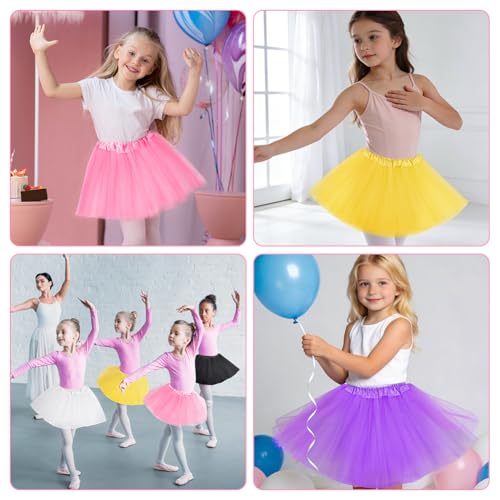 AYBUY Tüllrock Mädchen, Tütü Rock Ballett Röcke, Tütü Kinder mit Elastischer Bund, Ballettrock Prinzessin Minirock für Karneval, Weihnachten, Halloween, Party Kostüm für Mädchen 2-7 (Gelb)