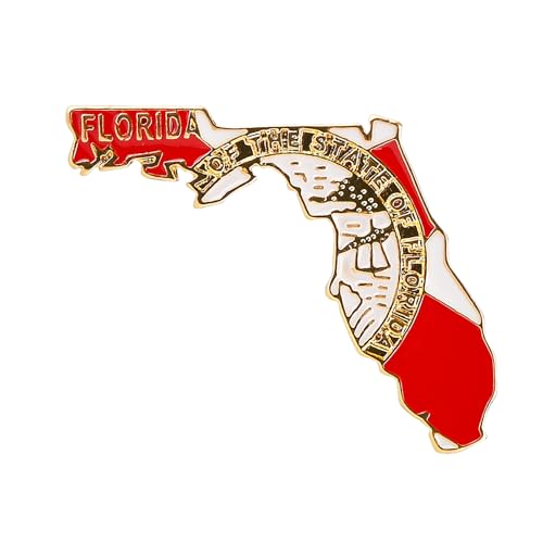 Image of State Shaped Map Lapel Metal Pin Enamel Brooch Keepsake Beautifully Designed for Backpack Hat
