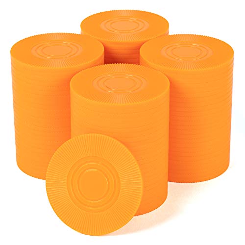 Brybelly 100-Pack Interlocking Poker Chip Set - 2 Gram Lightweight Plastic Chips For Texas Hold Em Poker, Card Games, Casino Night, Mathematics Counting Learning, Large Bingo Markers (Orange) #TOP13