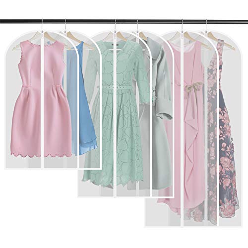 COMLIFE Copriabiti Antipolvere Lavabile 6 Pezzi Traslucido con Cerniera Impermeabile EVA Borse Protector per Abito Soprabito, Giacche, Gonne, Camicie, ecc. (2pcs x ( 140*60cm +120*60cm +100*60cm ))