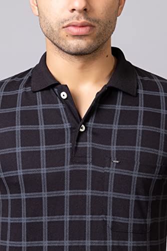 Image of PRORIDERS Half Sleeve 100% Pure Cotton Fabric Collared Regular Fit Men's Polo Checkered Tshirt with Pocket for Casual wear