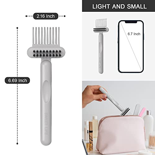 RHOS 2-in-1 Hair Brush Cleaning Tool - Comb and Brush Cleaner for Removing Hair, Dust from Home and Salon Use (1 Pack - Gray)