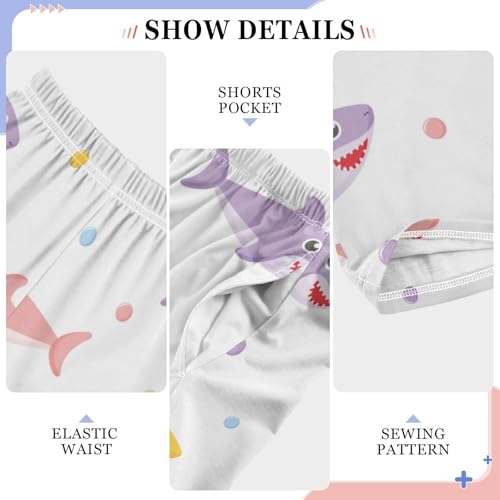 Colorful Shark Boys Pants Boys Athletic Pants Long Pant for Boywith Pockets Wide-Leg Size 6-14Y4