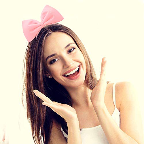 Bow Headband Bowknot Hair Bands Headpiece Women Bow Hairband Hair Hoops Holiday Party Decoration Cosplay Costume Cute Christmas Halloween Festival Carnival Handmade Bows Hair Accessories 1 Pack Pink #TOP1