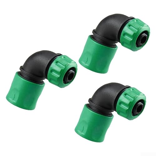 Conectores de riego, 3 conectores hortícolas, conexión de codo de tubería de agua de 4 puntos (1/2 pulgada) para distribución de agua de coche