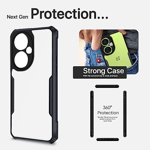Image of Outlouders Back Cover for OnePlus Nord Ce 3 Lite 5G | Ultra Hybrid Transparent | Full Camera Protection | Raised Edge | Crystal Clear Bumper Case(Black)