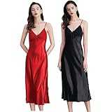 Langes, rückenfreies Nachthemd aus einfarbigem Ice Silk Satin