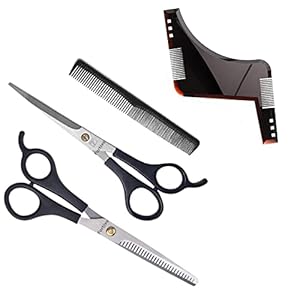 Fortive Long Professional Sharp Stainless Steel Hair Cutting Scissor With Double Thinning Scissor Comb 6.5 Inch Free Beard Comb (Set Of 2)