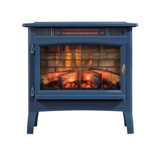 duraflame Freestanding Electric Fireplace Stove Heater with 3D Flame Effect for 1,000 Sq. Ft. Room, Navy - Image 4