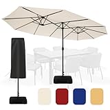 Sundale Outdoor 15 ft Patio Umbrella with Sand Bag Base and Cover, Large Outdoor...