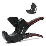 JHWLKJ PVC Pipe Cutter, Ratchet Pipe Cutter Heavy-Duty with Replacement Blade, for Cutting 2-7/8" in